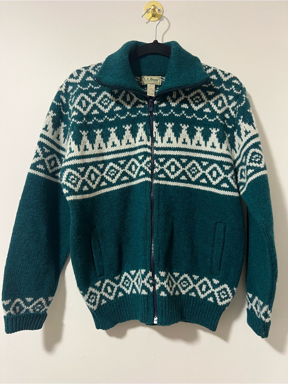 Vintage L.L. Bean Wool Fair Isle Zip Sweater